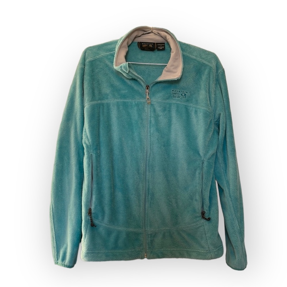 Mountain Hardware Fleece Sweater Full Zip Up Jacket Aqua Blue Green Large L